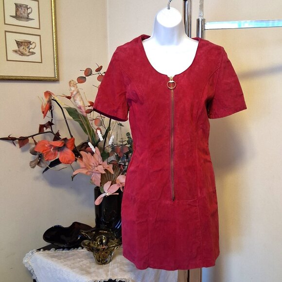 J. Michaels Dresses & Skirts - Preowned J. Michaels Women's Well Design Tailored Pink Suede Leather Lined Dress